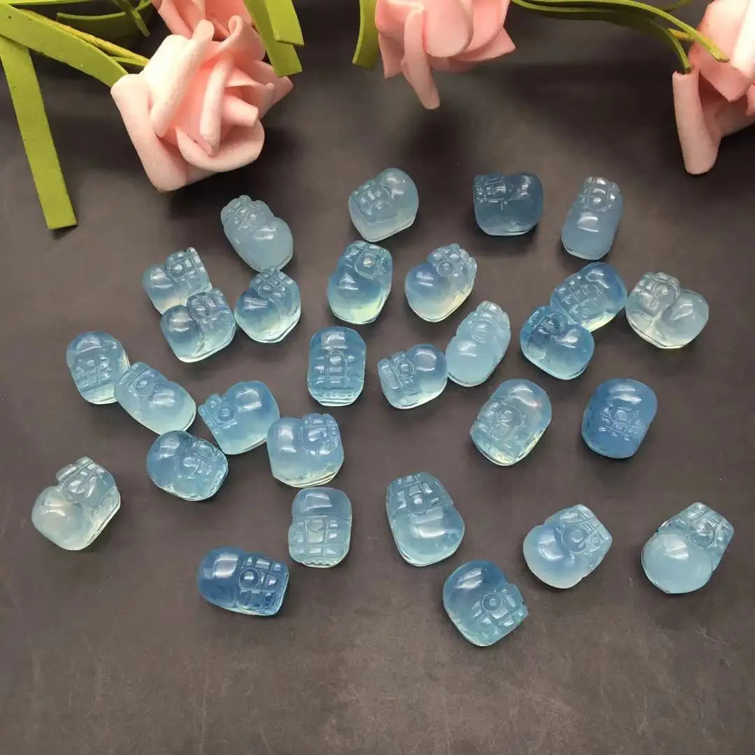 

10 шт., натуральный камень, аквамарин, резные бусины pixiu, подвеска, очаровательный исцеляющий кристалл, драгоценный камень, DIY аксессуары для и...
