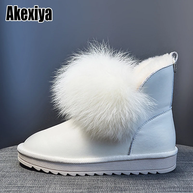 

2021 Winter Woman Genuine Leather Ankle Boots Snow Boot Wool snow boots Sneakers Flat Casual Footwear BC1735