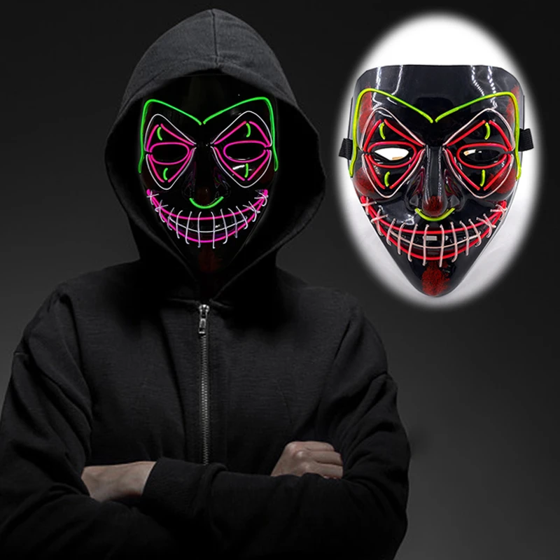 Светодиодная маска клоуна для Хэллоуина светящаяся светодиодсветодиодный с