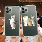 Чехол для телефона с забавным мультяшным котом для iPhone 13, 12, 11 Pro Max, XR, XS, X, 8, 7, SE, 20, 6 Plus, прозрачный мягкий чехол из ТПУ с милым рисунком животных