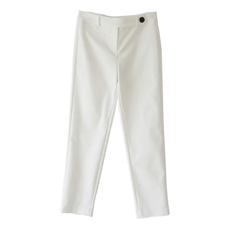 

White Slim-fit All-match Pencil Trousers Women's 2021 Spring And Summer Intellectual Commuting Pants