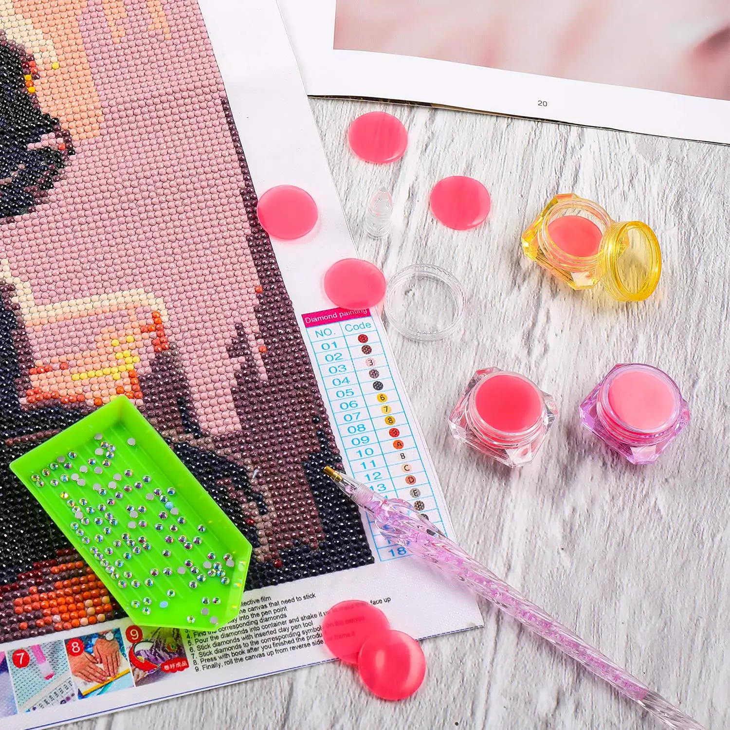 Набор для алмазной живописи: 5/10/15/20 шт. Глина клей, аксессуары с ящиком для хранения, вышивка крестом, резиновые инструменты для ногтей.