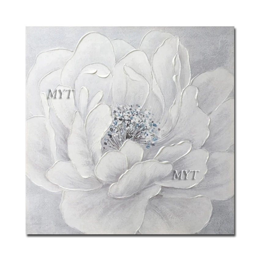Абстрактный дизайн серый акриловый пион цветок картина маслом настенные