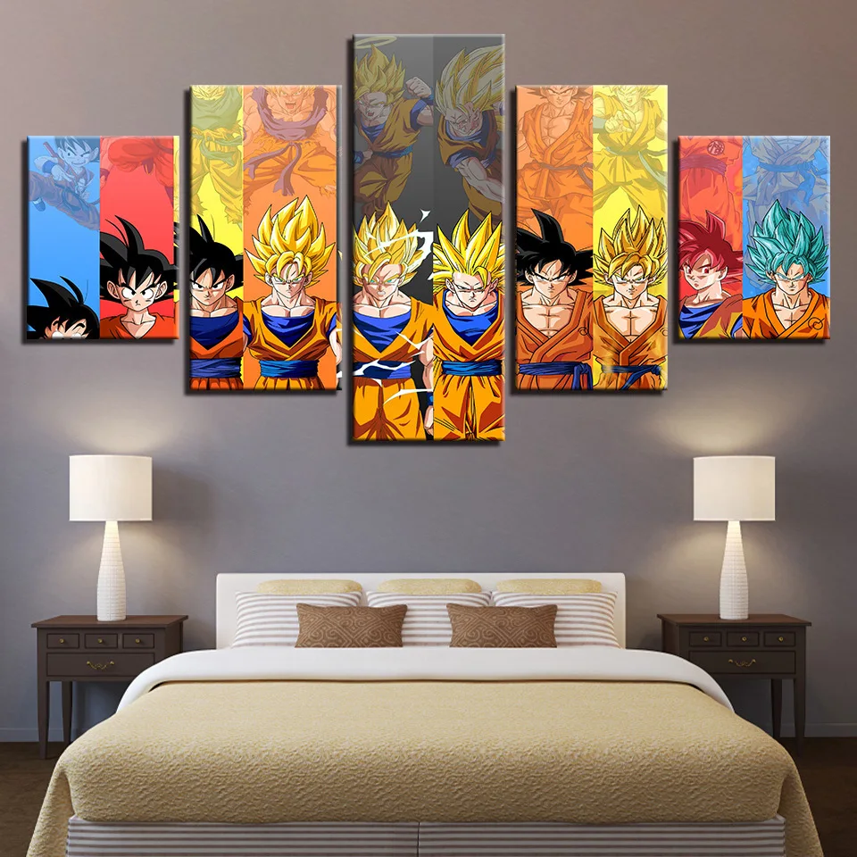Dragon Ball плакаты на стену изображения для Гостиная картины 5 штук Son Goku Saiyan аниме