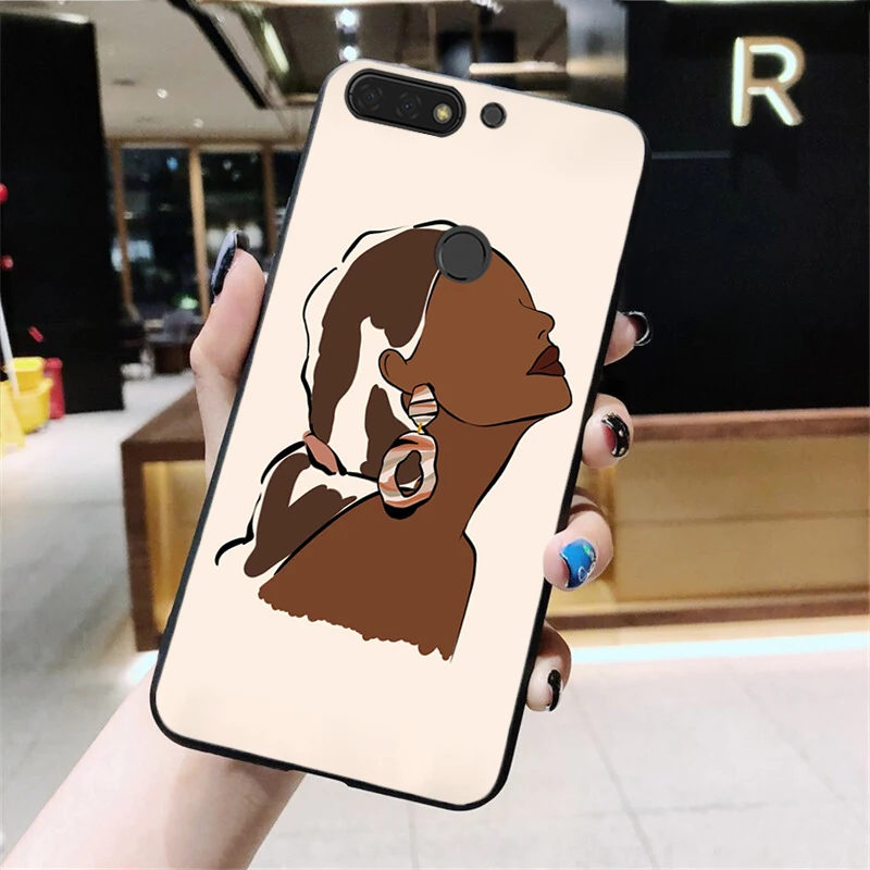 

Abstract fashion vintage girl Art Line Phone Cases For Huawei Honor 7C 7A 8X 9X 8A 10i 20S 8C 8S 9A 9S 10X lite