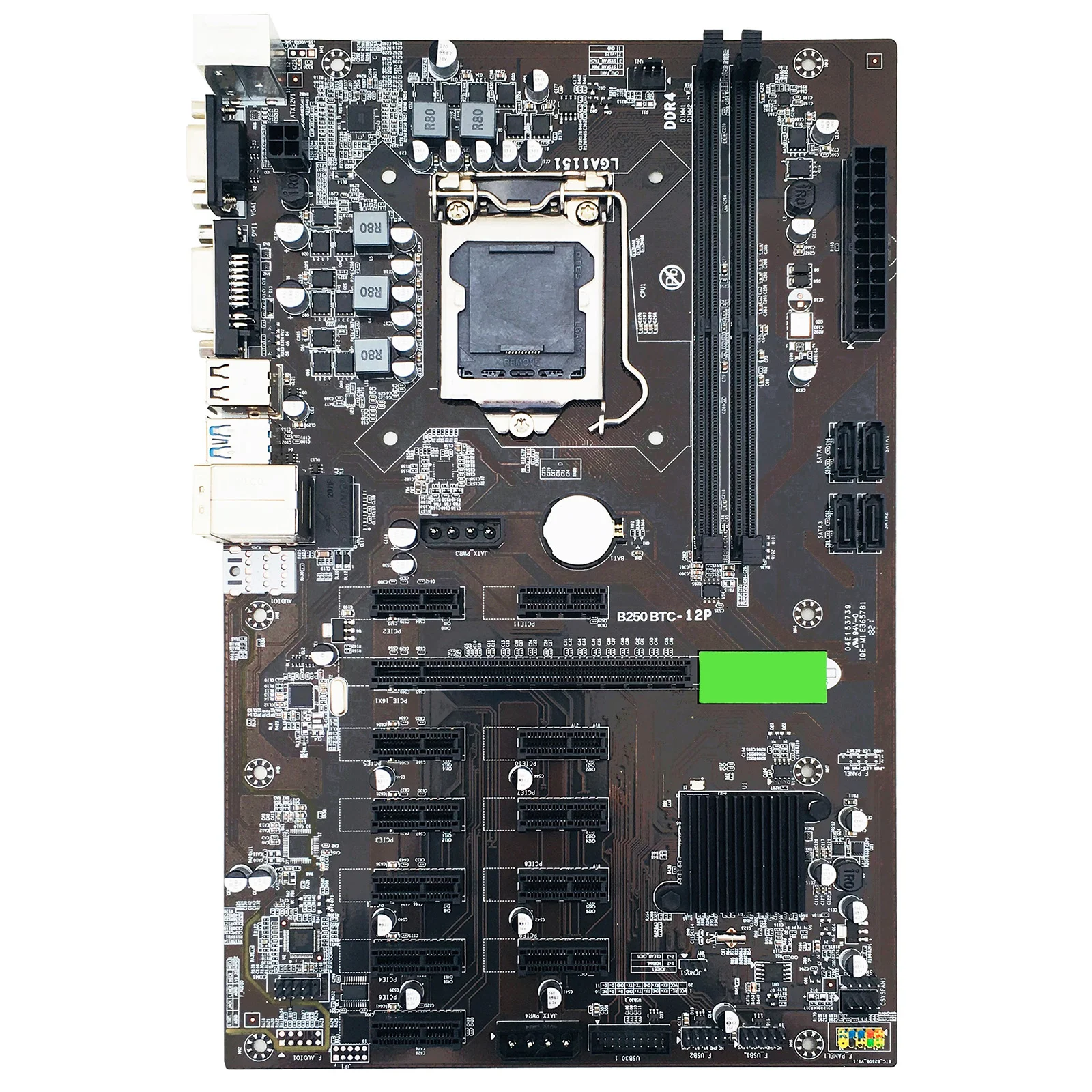 

Материнская плата B250 BTC-12P LGA1151 DDR4, материнская плата для майнера (черная)