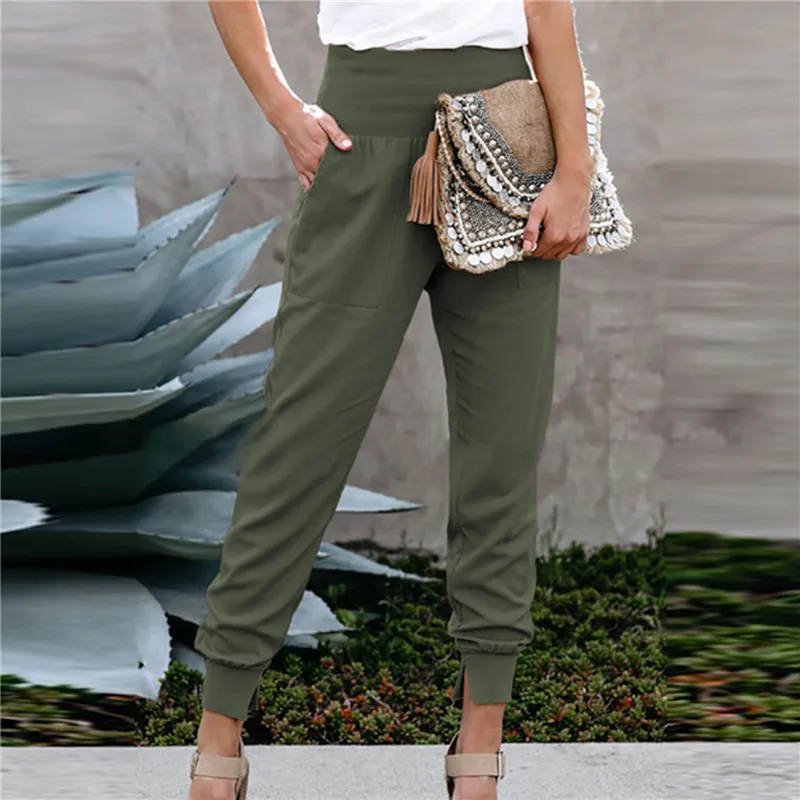 

Women Trousers Solid Color High Waisted Pants Autumn Winter High Waist Trousers Lady Comfortable Breathable All-match Pants