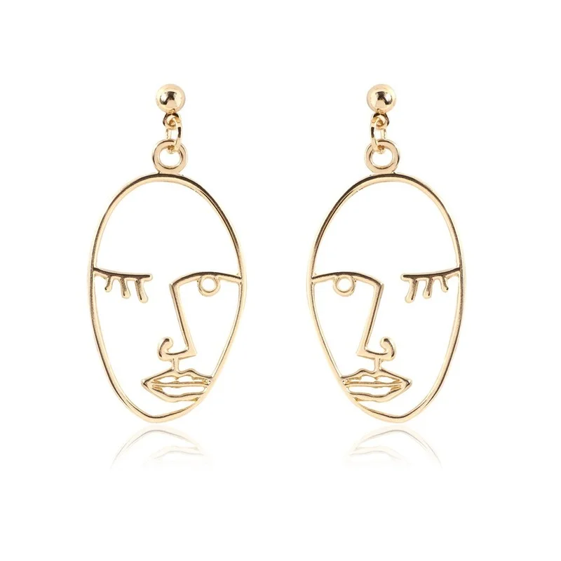 

Retro Hot Seller Fashion Bohemian Hip-hop Face Personality Popular Alloy Simple Dangle Vintage Earrings Party Couple Jewelry New