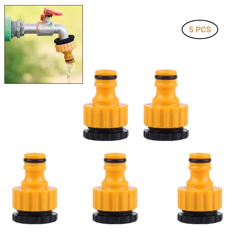 

5Pcs Quick Tap Water Connector Adapter Fast Coupling Irrigation Drip 3/4" 1/2" Adaptor Tool Barbed Connector Garden Hose Tape