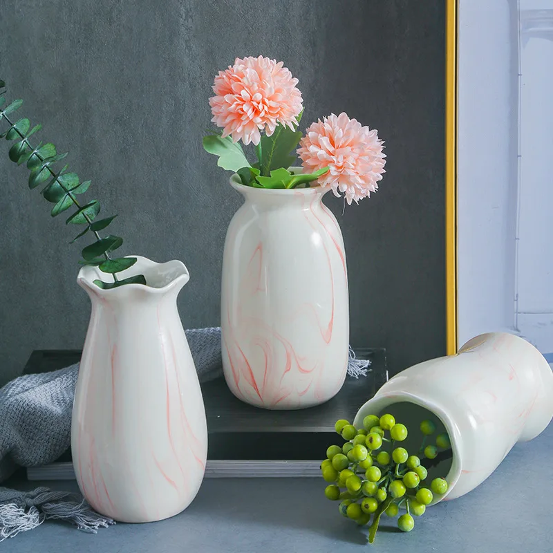 

Creative minimalist marble ceramic vase ornament Nordic ins home small fresh decorative living room table flower