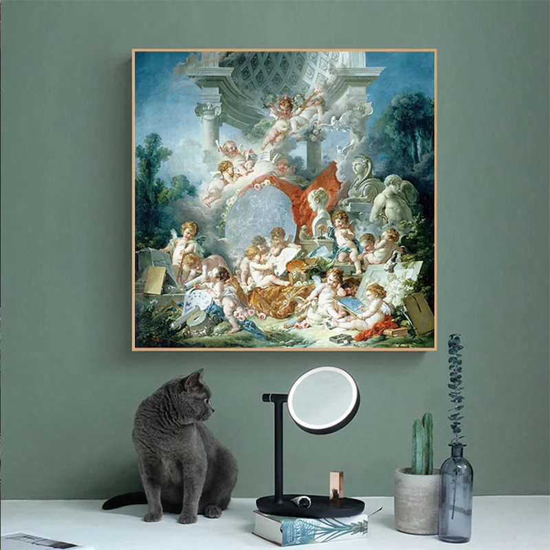 Обои в европейском стиле с ангелом HD постер эффектом живописи на заказ и печать