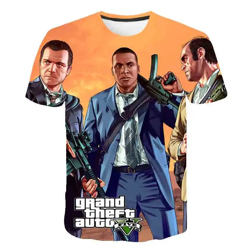 

Детская футболка Grand Theft Auto Game GTA 5, красивая Спортивная 3d футболка для мальчиков и девочек, модная детская футболка с принтом