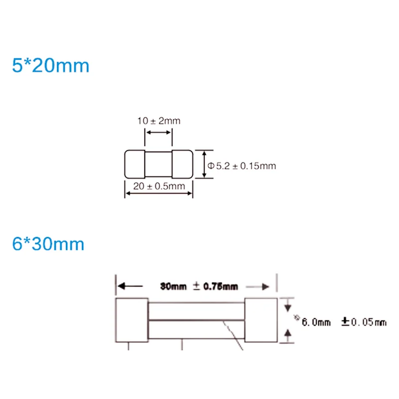 100pcs 5*20mm 6*30mm ceramics fuse 250V 0.5 1 2 3 4 5 6 8 10 15 20 25 30A Electronic component voltage protection | Обустройство дома