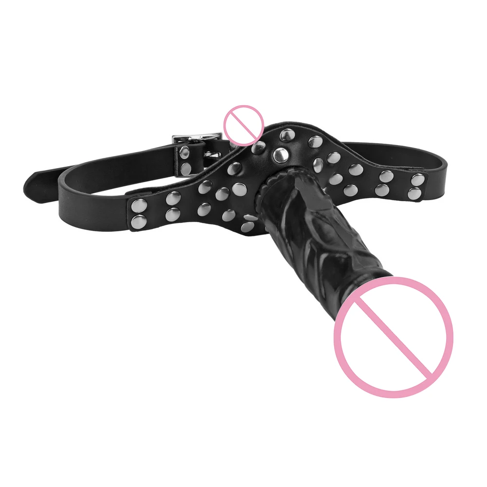 IKOKY резиновый пенис рот кляп двойной фаллоимитатор повязка взрослые игры Страпон