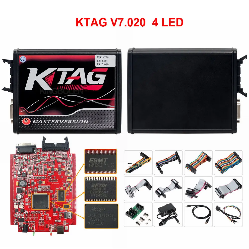 KTAG V7.020 Онлайн ЕС красный Kess V5.017 V2.47 OBD2 менеджер Тюнинг Комплект KTAG V2.25 V7.020 4 светодиодный Kess V2 5,017 BDM Рамка ECU программист - Цвет: KTAG V7.020