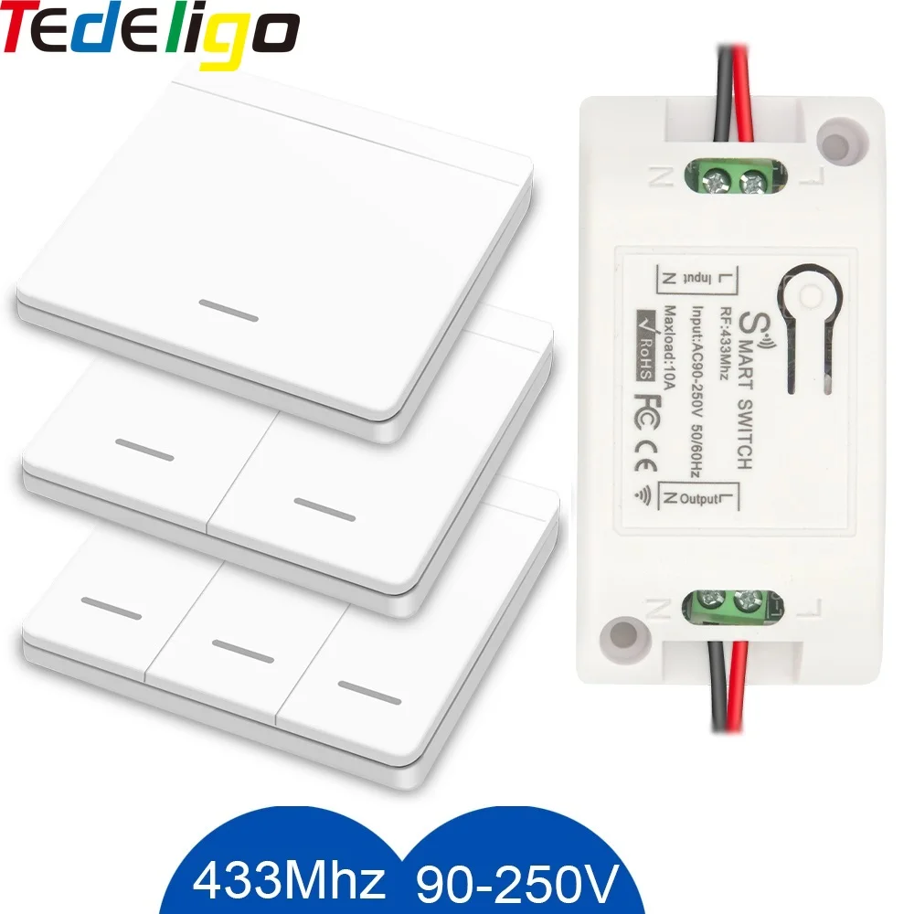 

433Mhz Smart Home Light Switch Controller Universal Remote Control AC 90V 250V 10A Receiver Transmitter for Fan Fish-tank Lamp
