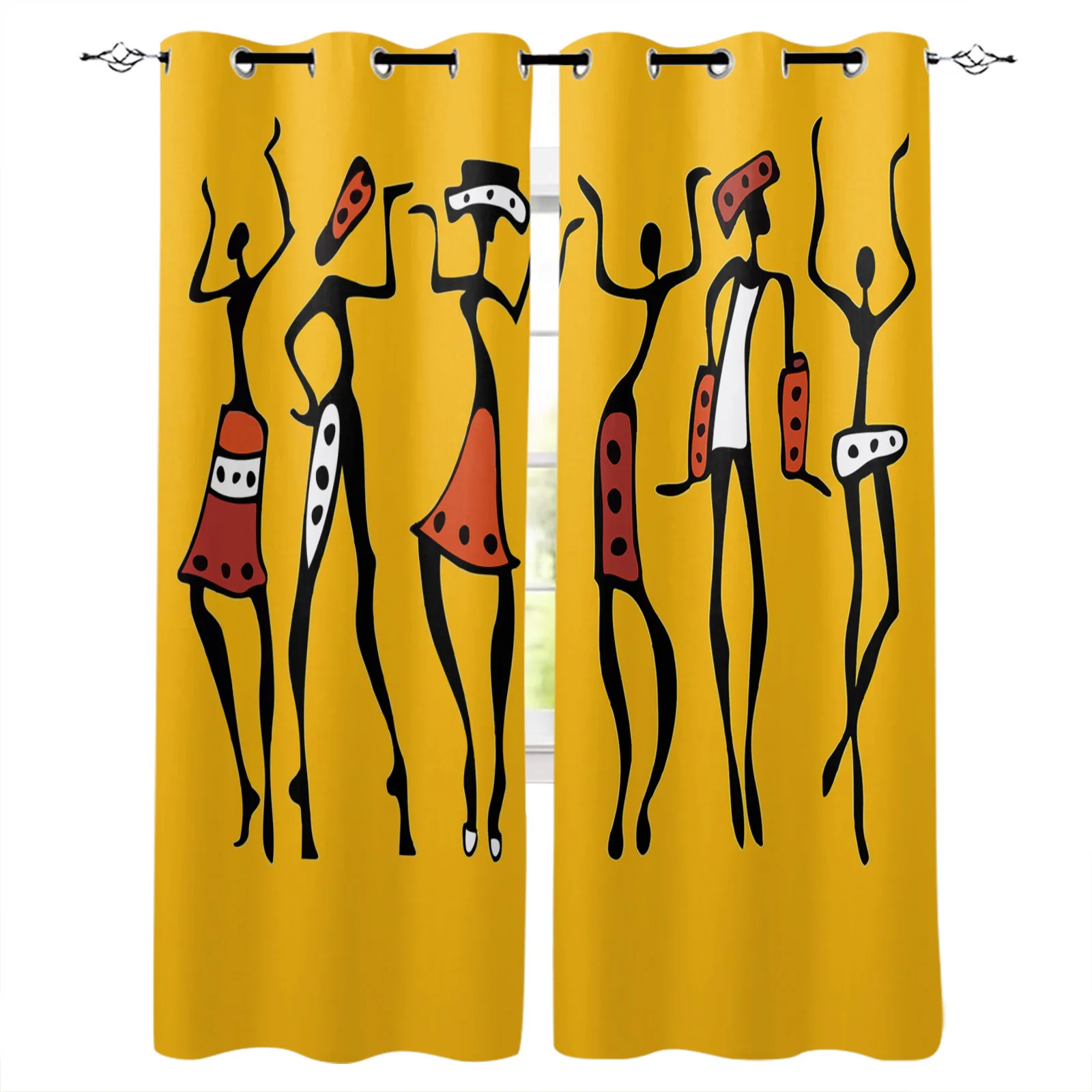 

African Women Dance Ethnic Curtains Bedroom Living Room Kitchen Computer Room Home Decoration for Children Kids Gifts
