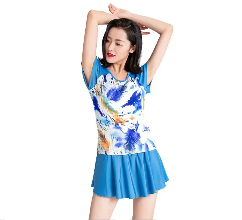 Раздельные цветочные бикини 2019 купальник с коротким рукавом и юбкой скромные