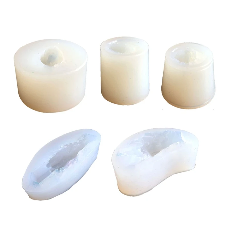 

5 Shapes Natural Druzy Stone Quartz Rock Cluster Resin Mold Jewelry Making Tools R2LE