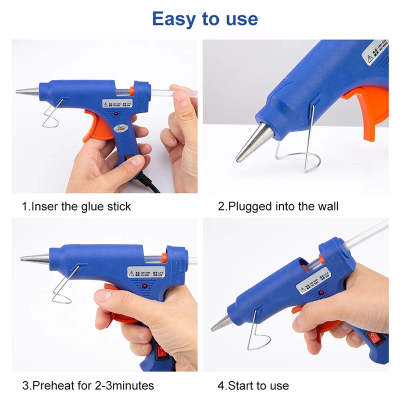 

20W Hot Melt Glue Gun With 7mm Glue Sticks Industrial Mini Guns Thermo Electric Heat Temperature Repair Tool DIY