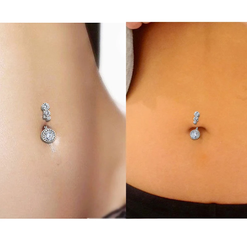 1 шт. тело панк хирургическая сталь пупка пирсинг круглый кристаллический горный