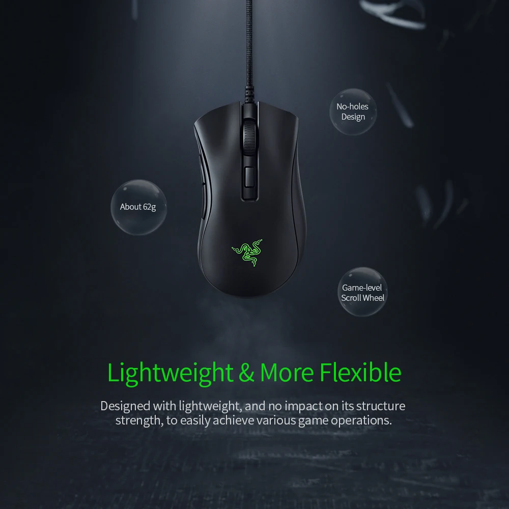 Razer DeathAdder V2 Мини Проводная игровая мышь 8500DPI оптический сенсор PAW3359 Chroma RGB мыши 6