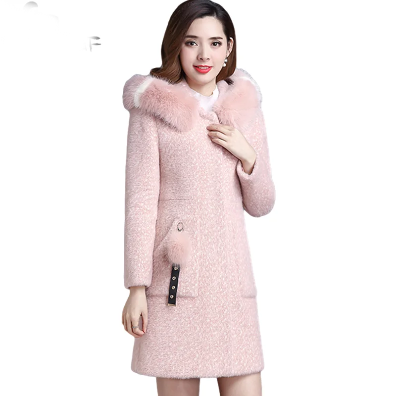 Норковое флисовое зимнее теплое шерстяное пальто офисное модное повседневное