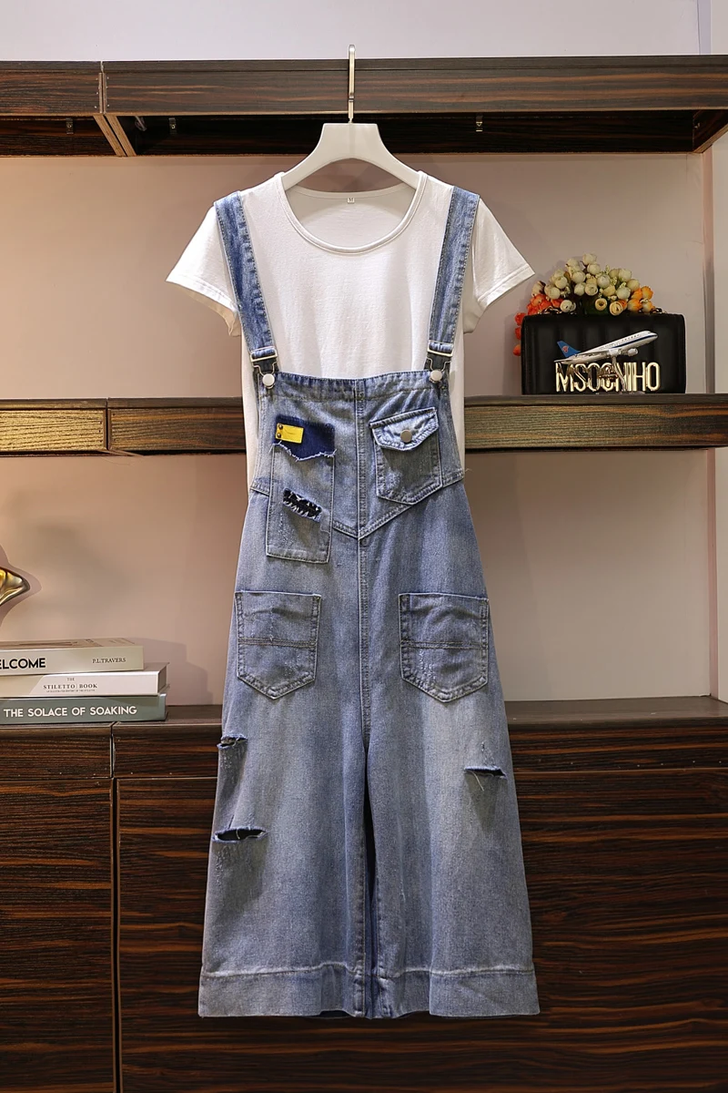 Женская одежда большого размера джинсы с дырками для толстой сестры штаны