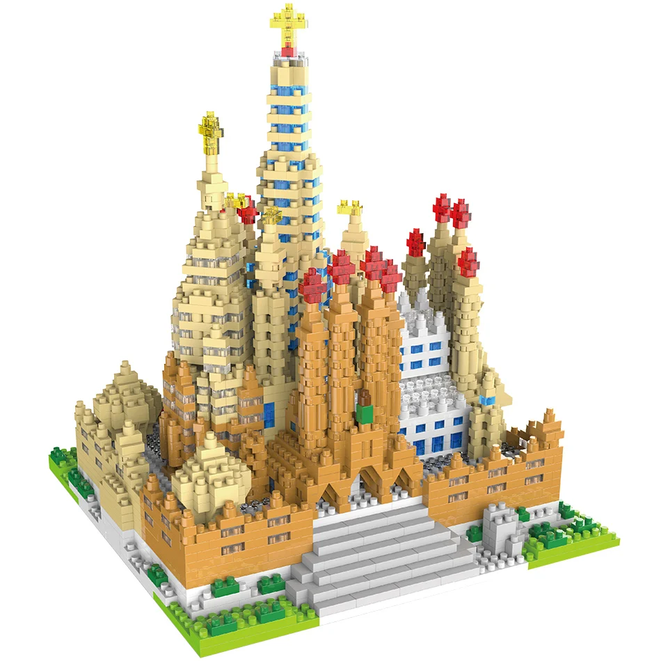 2741 шт. игрушки для детей мини-конструкторов в международно известная архитектура кирпичи Sagrada Семья алмаз церковь город модель строительные блоки для детей