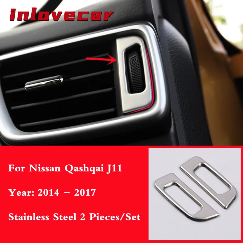 

Car Stainless Steel outlet regulator decorative frame For Nissan Qashqai J11 2014-2016 X-TRAIL Xtrail T32 2013-2015 2pcs/set