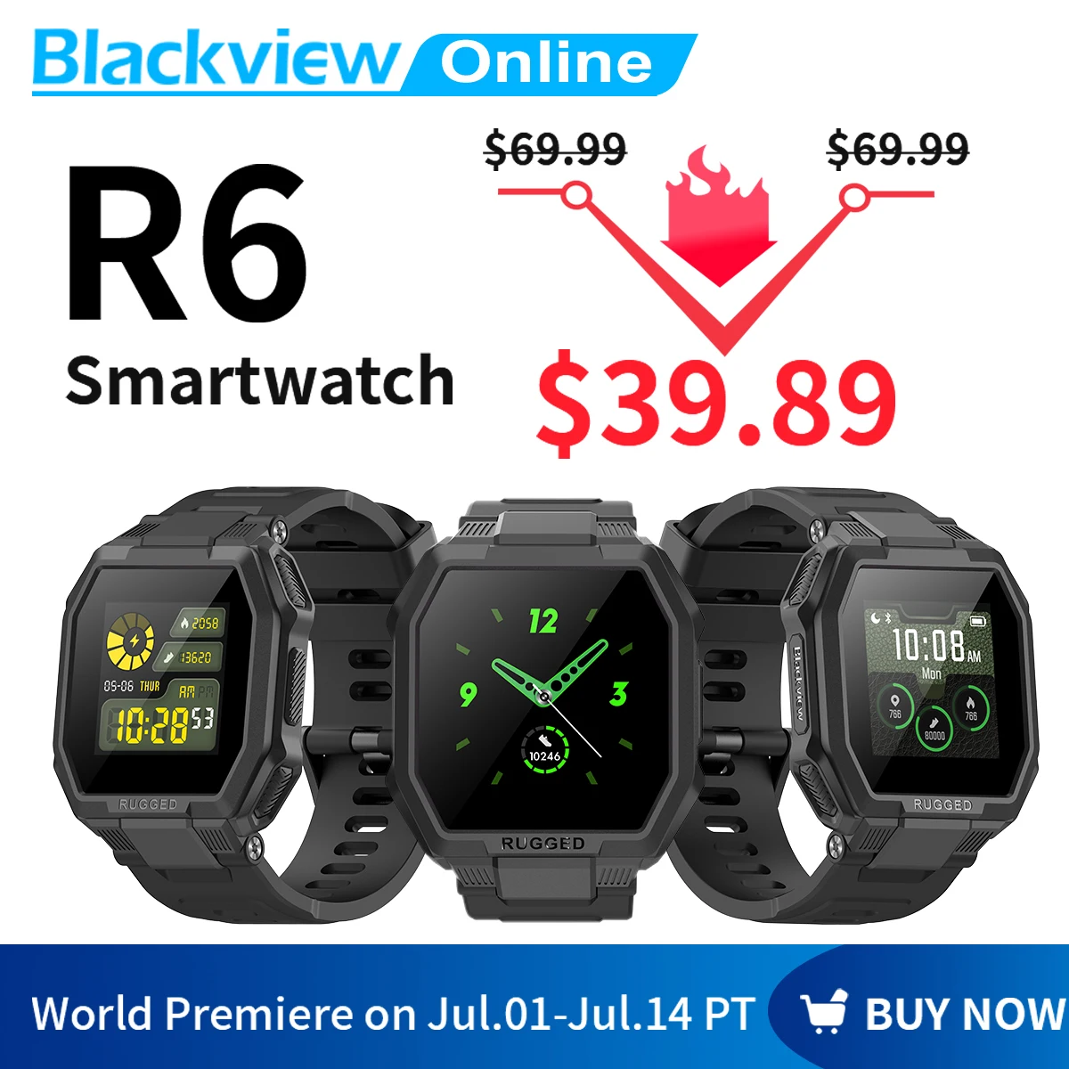 Смарт часы BLACKVIEW R6 Lite Bluetooth GPS IP68 280 мАч|Смарт-часы| |