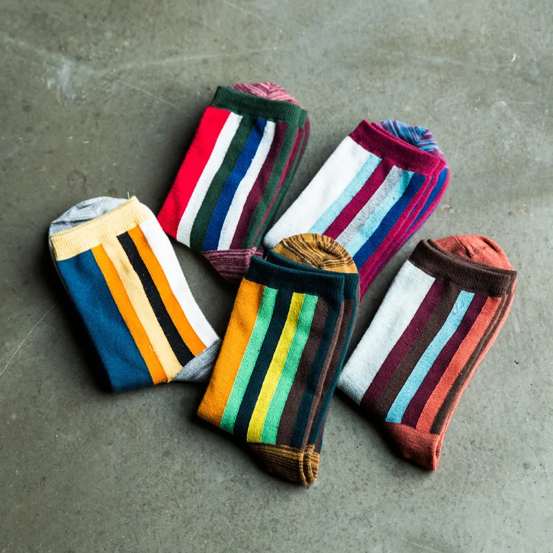 

Clearance Sale Fashion Mens Socks Cotton Casual Striped Business Male Long Socks Man Breathable Harajuku Streetwear Crew Socks