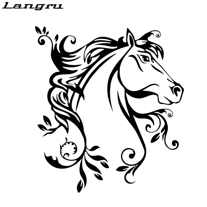 Langru 17 8*20 см интересные цветы лошади креативные наклейки на дверь автомобиля