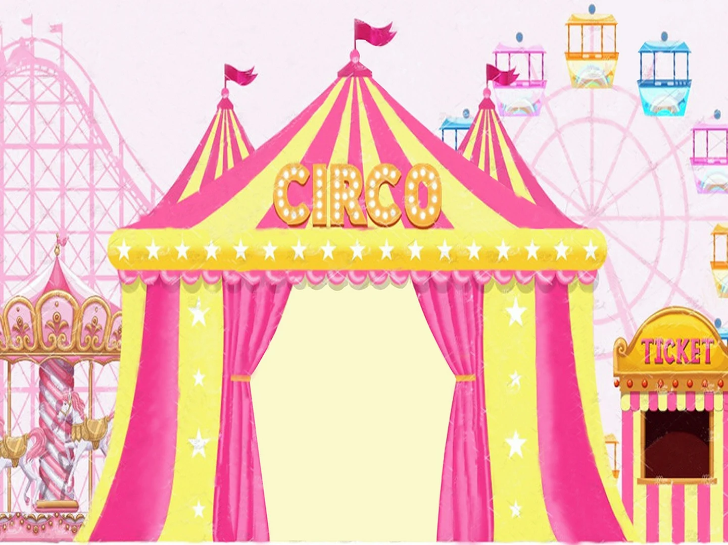 Pink Circus Birthday Party Background Circo Baby Photography Backdrop Girl Carnival Ferris Wheel Photo Booth Portrait Banner | Электроника