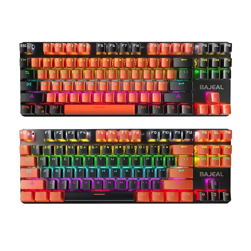 

K200 87-key Retro Mechanical Keyboard Electroplating Button Luminous Mechanical Keyboard USB Wired Gaming Keyboard For PC Gamer