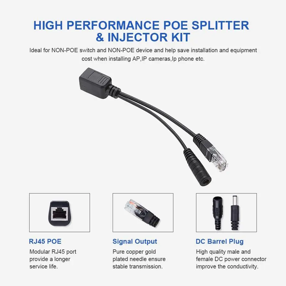 Разветвитель RJ45 адаптер кабель в комплекте пассивная мощность над Ethernet12-48v