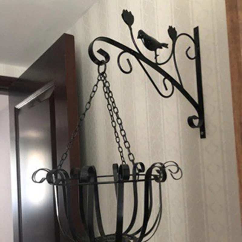 

European Style Wall Hanging Flower Pot Support Bracket Hook Iron Hanger Plants Holder Balcony Home Decoration