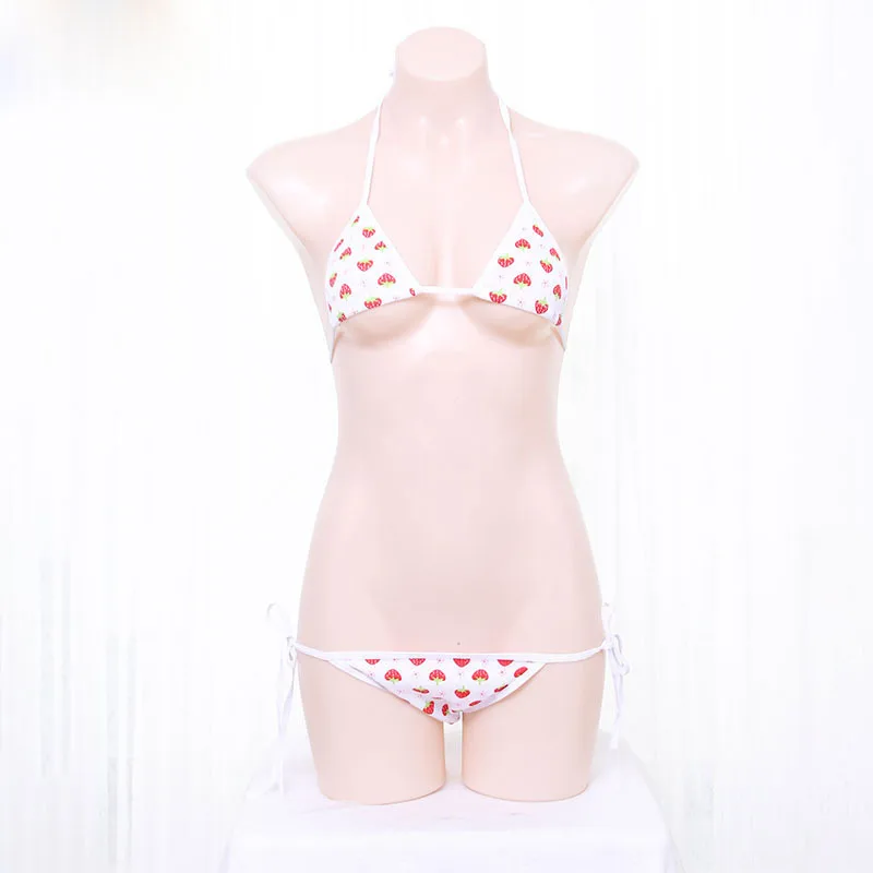Lolita Girls Sexy Lingerie Classic Kawaii Strawberry Print Mini Square Cup Bikini Cosplay Sex Costumes Bra Cute | Тематическая