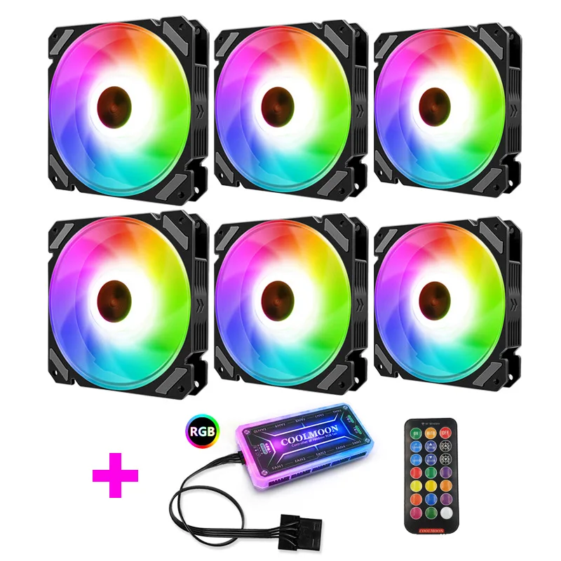 COOLMOON 6 шт. 120 мм RGB цветной поликарбонатный чехол вентилятор для ЦП Регулируемый