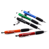 personalized pens 3 in1 stylus ballpoint pen led light up colorful shine flashlight with phones touch screen pen cap oem logo