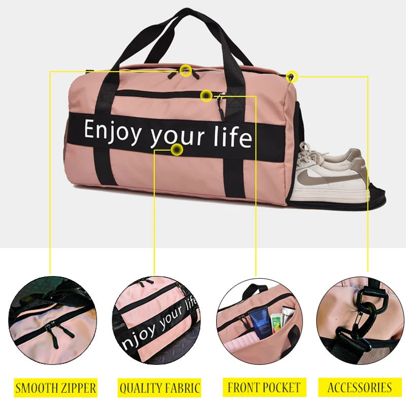 Женская розовая спортивная сумка для мужчин черная нейлоновая