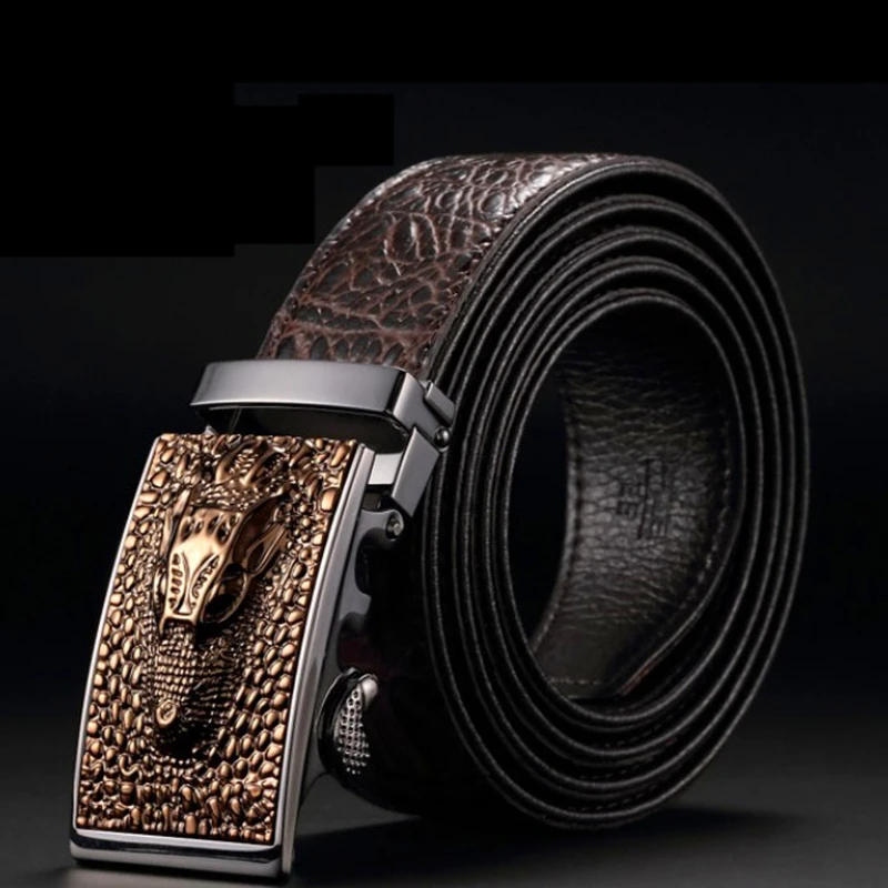 Men's Luxury Designer Belt Men High Quality Male Genuine Leather Strap Luxury Famous Brand Logo Crocodile Gold Ceinture Homme