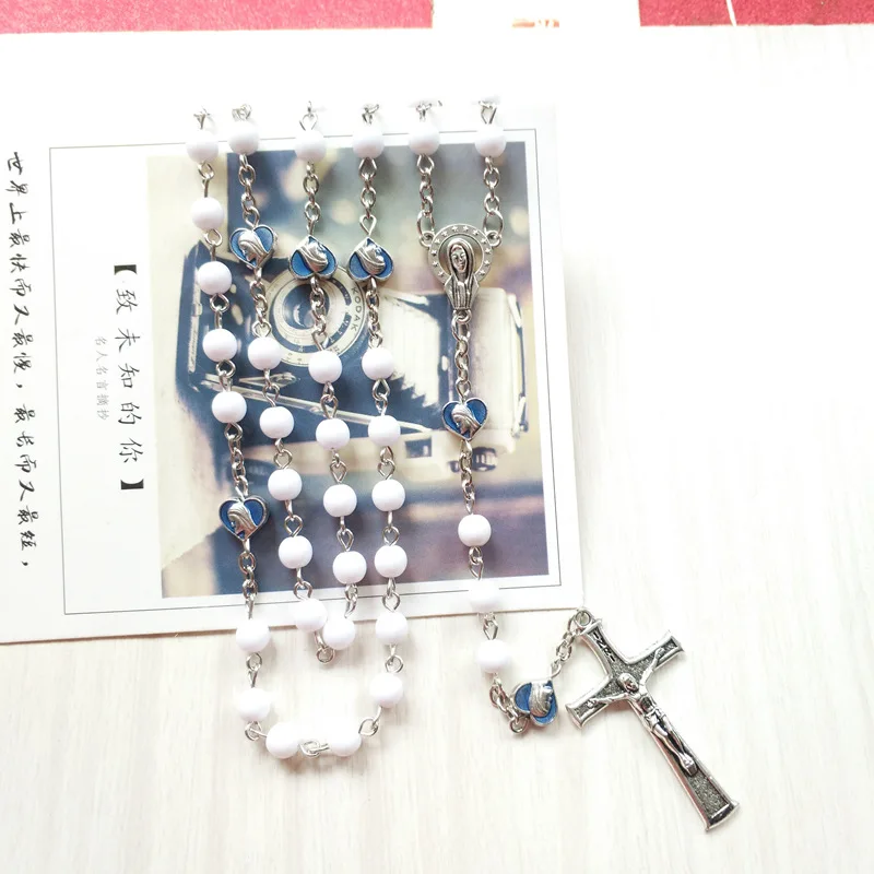 Ожерелье с подвеской-крестом QIGO длинное белое акриловое ожерелье розам