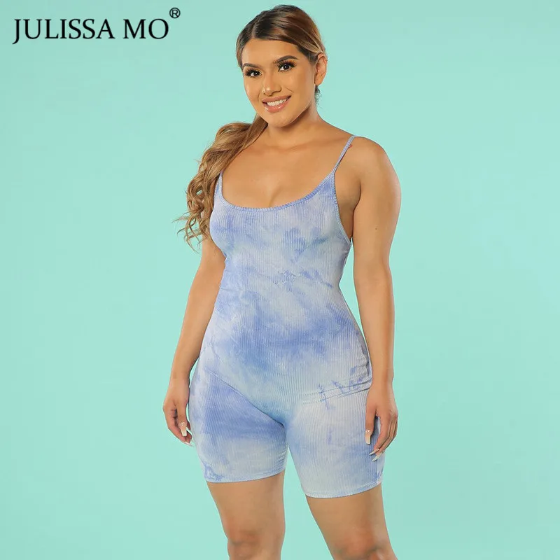 Женский Короткий комбинезон JULISSA MO на тонких бретельках с принтом и открытой