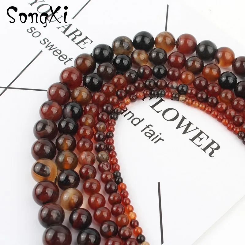 Гладкие Круглые Бусины Агаты с натуральным камнем кофейным драконом и