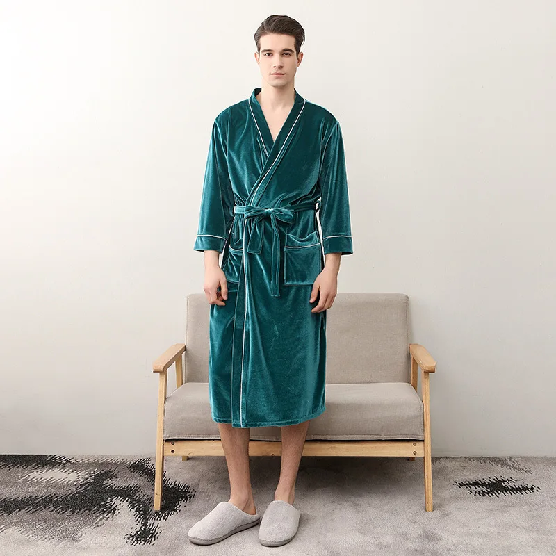 

Casual Velvet Sleepwear Couple Robe Homewear Nightgown Bathrobe Gown Velour Intimate Lingerie Spring Autumn New Nightwear