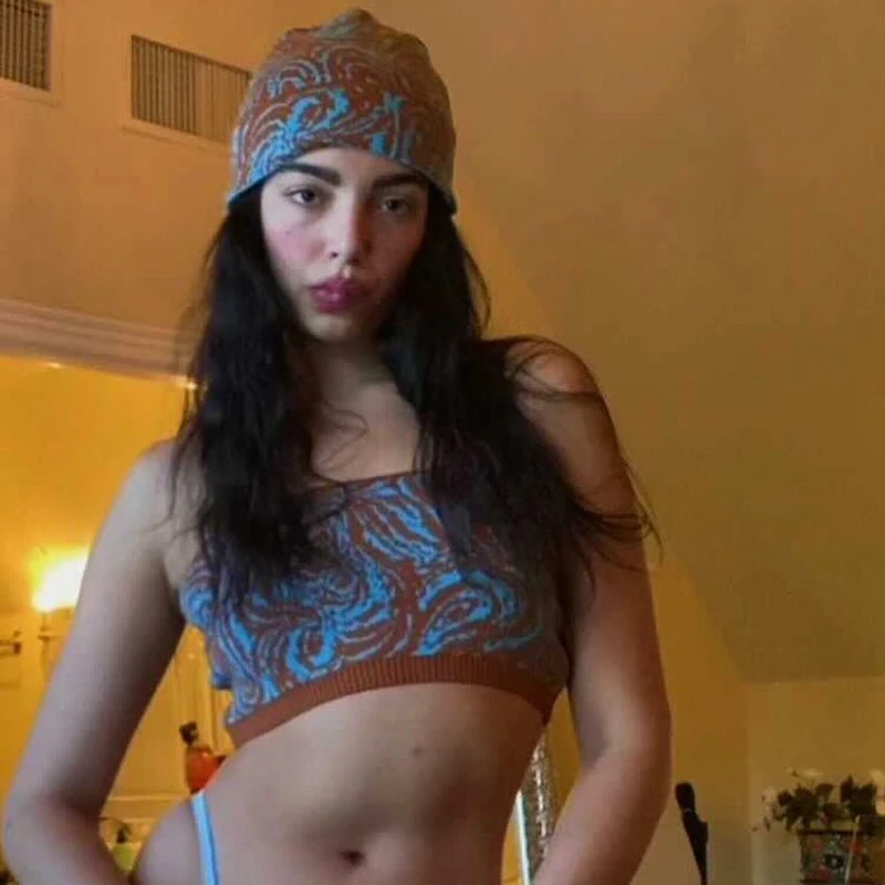 

Rockmore Print Knitted Crop Tops Women 90s Vintage Sexy Backless Y2K Aesthetic Tank Top Beachwear Holiday Knit Vest Summer 2021