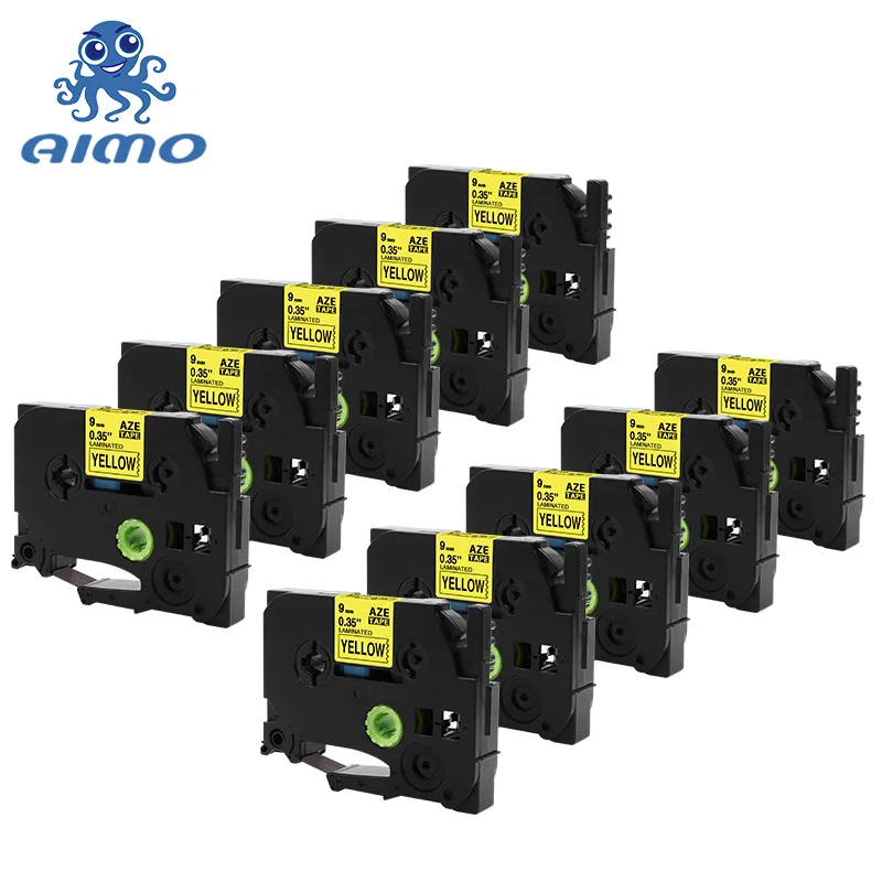 AIMO 10PK 9 мм tze лента TZe-621 TZe621 TZ621 TZe 621 для P-touch производитель этикеток Принтер производитель ленты PT-D200 картридж для печати этикеток в рулонах