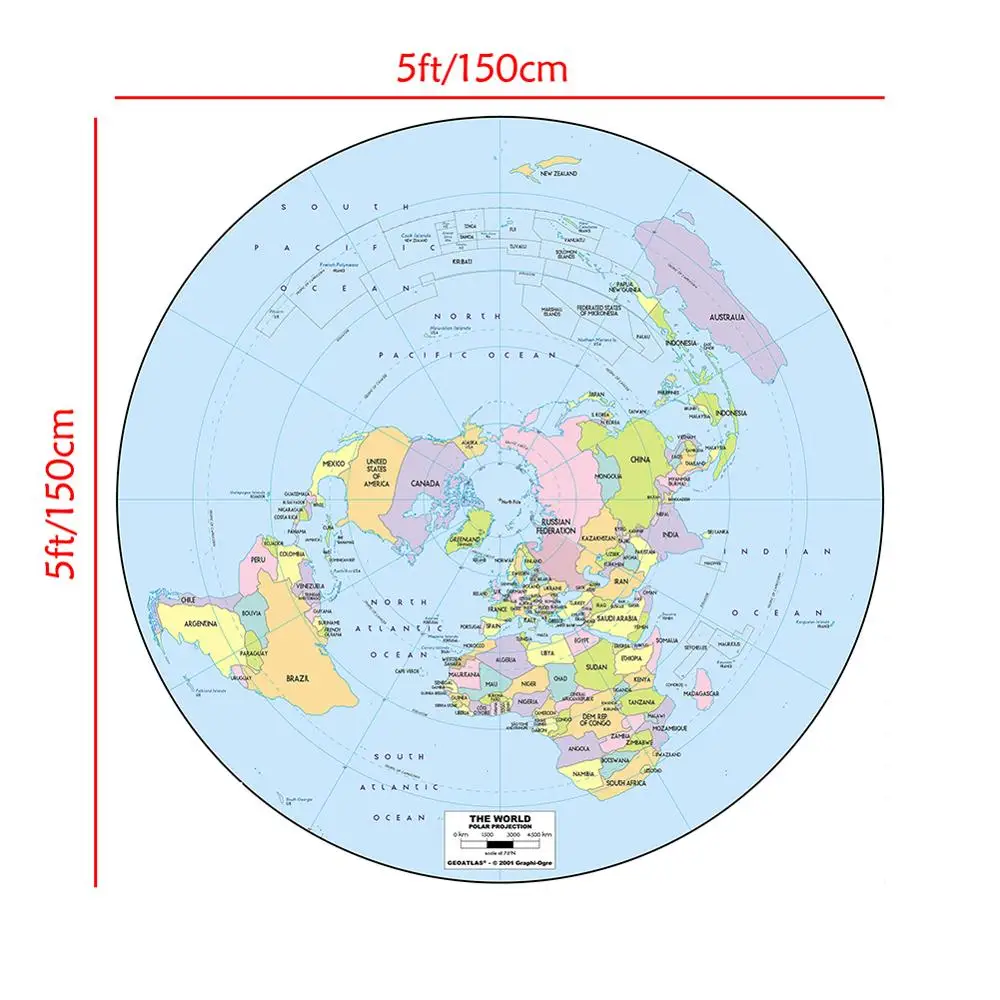 Мир Полярный проекция карта мира постер и принты гостиная нетканые настенные