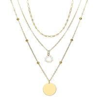 woman necklace gold jeweler gothic alloy creative retro minimalist star wafer pendant multi layer twin necklace korean fashion
